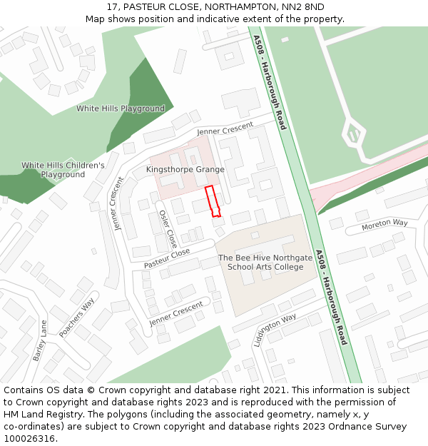 17, PASTEUR CLOSE, NORTHAMPTON, NN2 8ND: Location map and indicative extent of plot