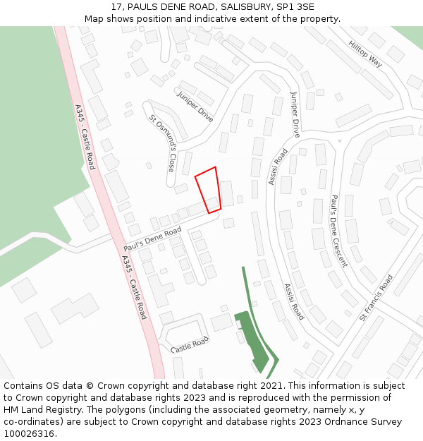17, PAULS DENE ROAD, SALISBURY, SP1 3SE: Location map and indicative extent of plot