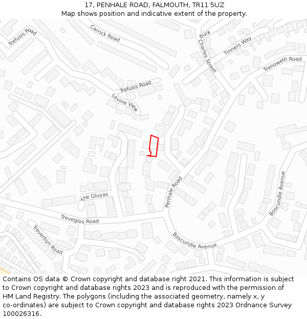 17, PENHALE ROAD, FALMOUTH, TR11 5UZ: Location map and indicative extent of plot