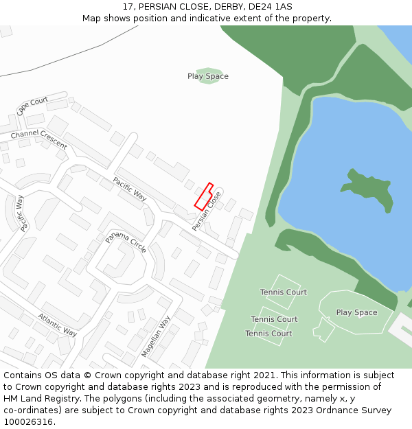 17, PERSIAN CLOSE, DERBY, DE24 1AS: Location map and indicative extent of plot