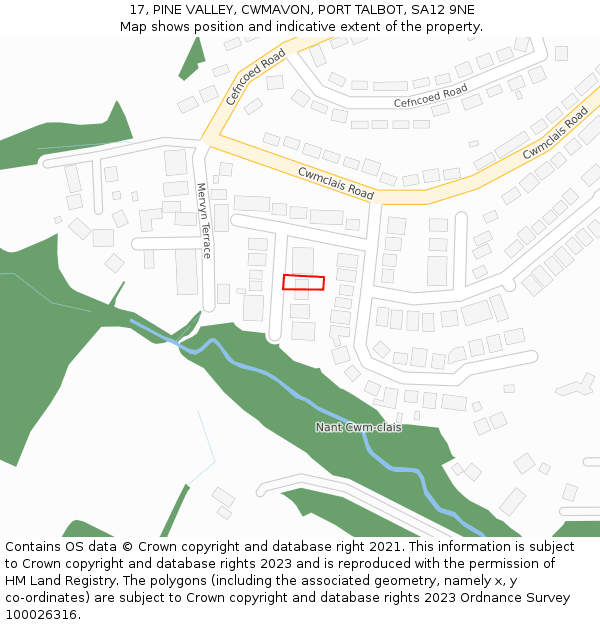 17, PINE VALLEY, CWMAVON, PORT TALBOT, SA12 9NE: Location map and indicative extent of plot