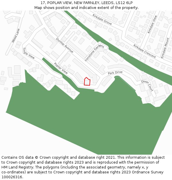 17, POPLAR VIEW, NEW FARNLEY, LEEDS, LS12 6LP: Location map and indicative extent of plot