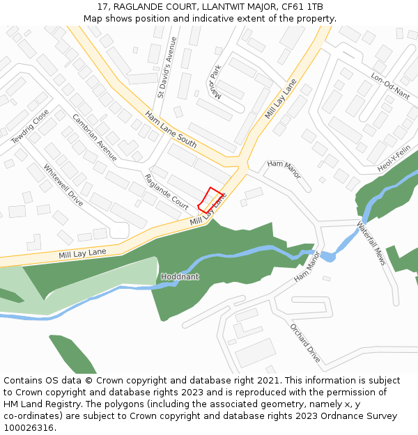 17, RAGLANDE COURT, LLANTWIT MAJOR, CF61 1TB: Location map and indicative extent of plot