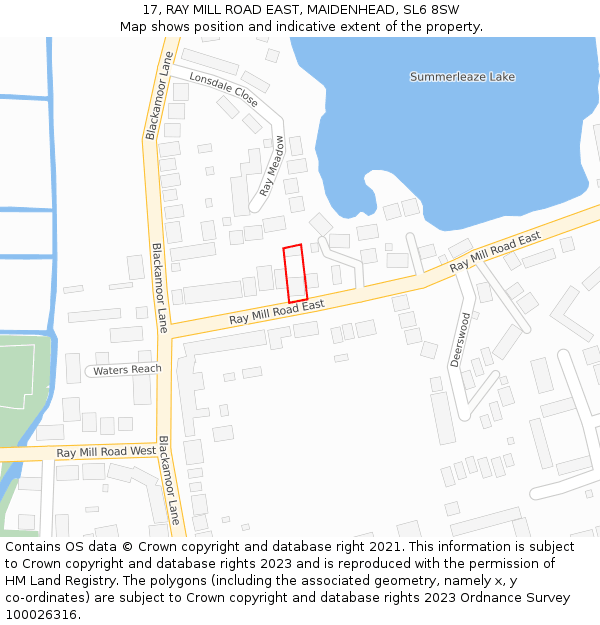 17, RAY MILL ROAD EAST, MAIDENHEAD, SL6 8SW: Location map and indicative extent of plot
