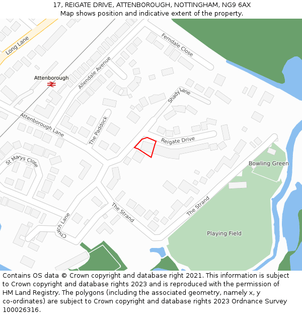 17, REIGATE DRIVE, ATTENBOROUGH, NOTTINGHAM, NG9 6AX: Location map and indicative extent of plot