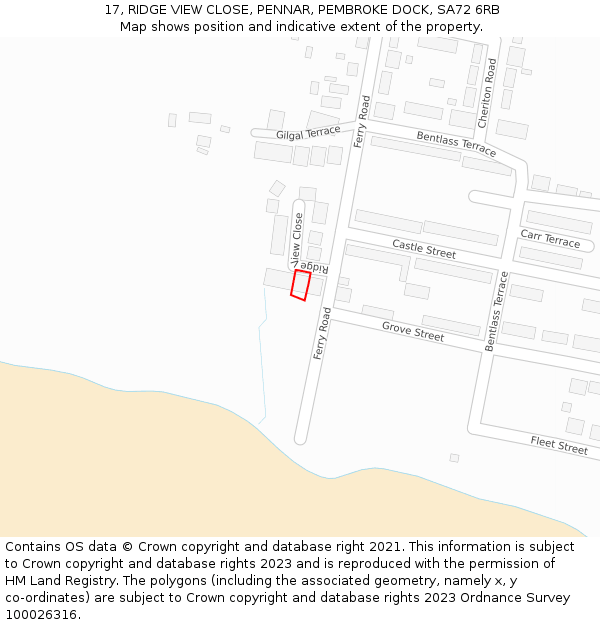 17, RIDGE VIEW CLOSE, PENNAR, PEMBROKE DOCK, SA72 6RB: Location map and indicative extent of plot