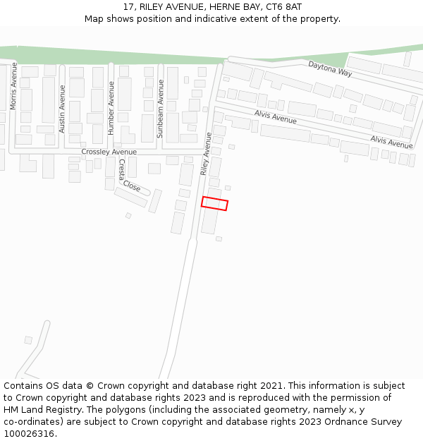 17, RILEY AVENUE, HERNE BAY, CT6 8AT: Location map and indicative extent of plot