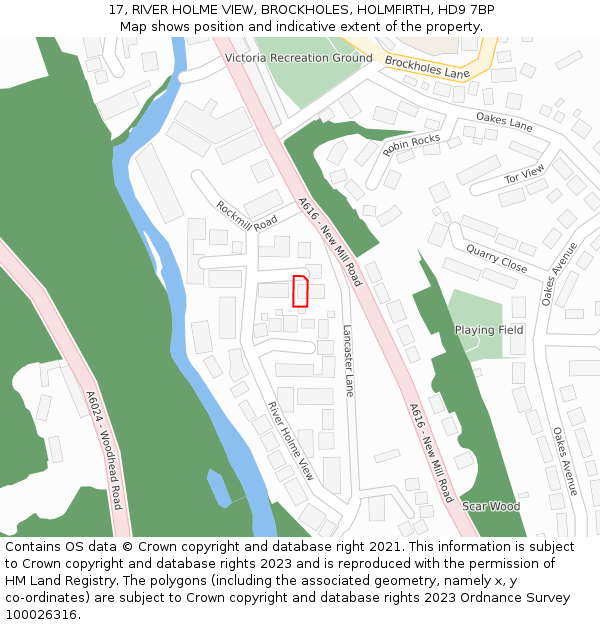 17, RIVER HOLME VIEW, BROCKHOLES, HOLMFIRTH, HD9 7BP: Location map and indicative extent of plot