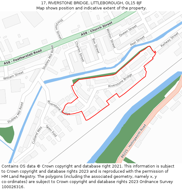 17, RIVERSTONE BRIDGE, LITTLEBOROUGH, OL15 8JF: Location map and indicative extent of plot
