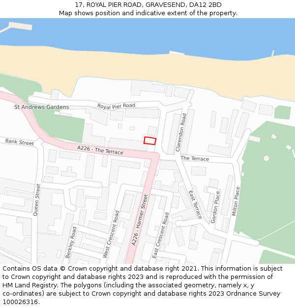 17, ROYAL PIER ROAD, GRAVESEND, DA12 2BD: Location map and indicative extent of plot