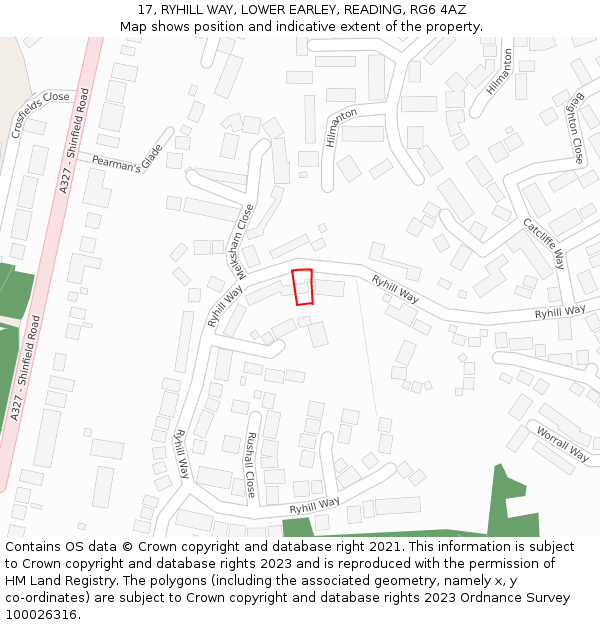 17, RYHILL WAY, LOWER EARLEY, READING, RG6 4AZ: Location map and indicative extent of plot