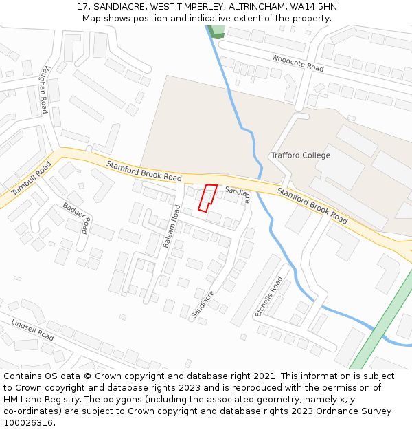 17, SANDIACRE, WEST TIMPERLEY, ALTRINCHAM, WA14 5HN: Location map and indicative extent of plot