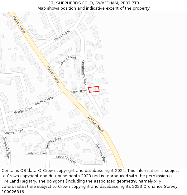 17, SHEPHERDS FOLD, SWAFFHAM, PE37 7TR: Location map and indicative extent of plot