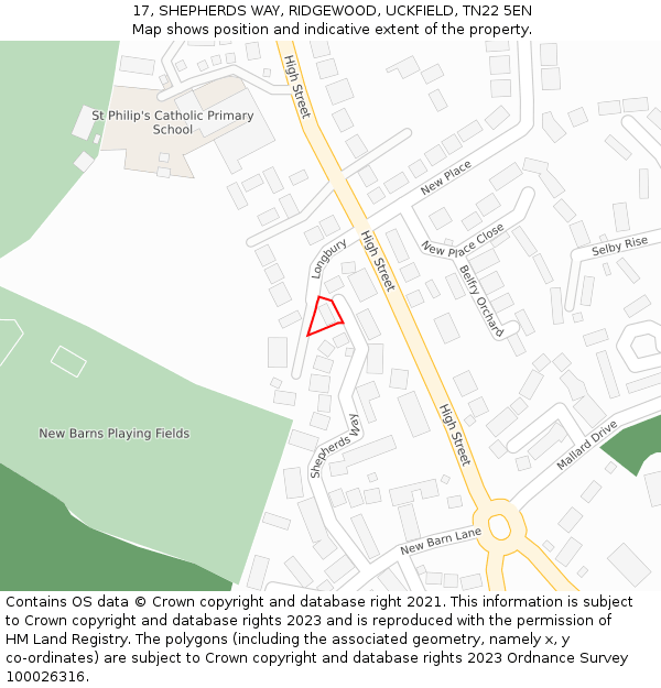 17, SHEPHERDS WAY, RIDGEWOOD, UCKFIELD, TN22 5EN: Location map and indicative extent of plot