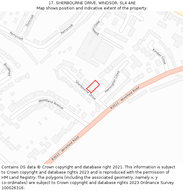17, SHERBOURNE DRIVE, WINDSOR, SL4 4AE: Location map and indicative extent of plot