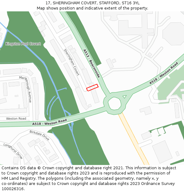 17, SHERINGHAM COVERT, STAFFORD, ST16 3YL: Location map and indicative extent of plot