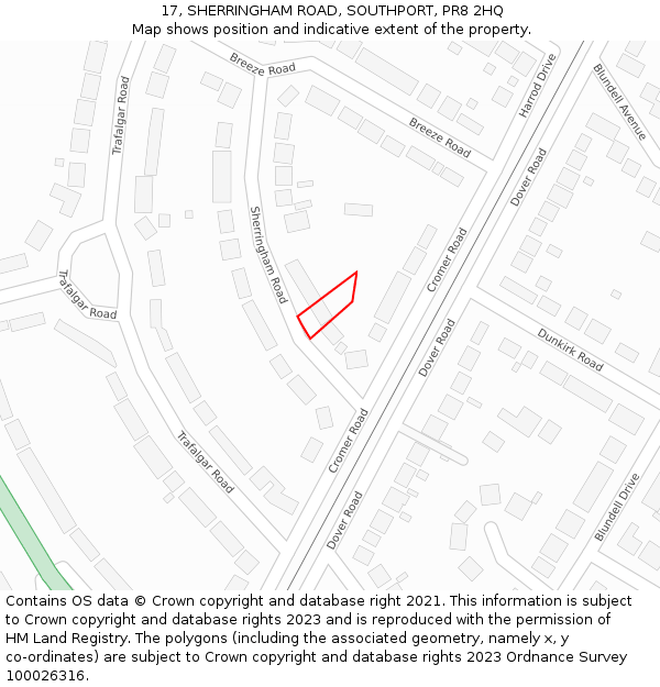 17, SHERRINGHAM ROAD, SOUTHPORT, PR8 2HQ: Location map and indicative extent of plot