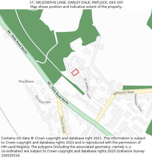 17, SIR JOSEPHS LANE, DARLEY DALE, MATLOCK, DE4 2GY: Location map and indicative extent of plot