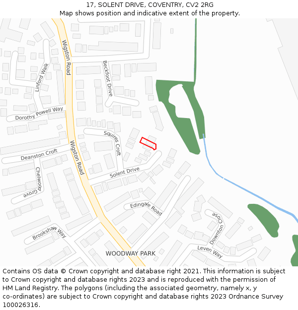 17, SOLENT DRIVE, COVENTRY, CV2 2RG: Location map and indicative extent of plot