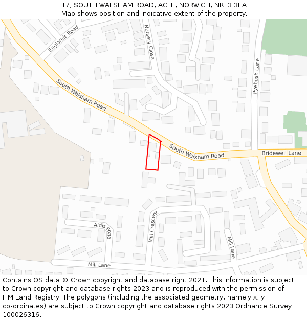 17, SOUTH WALSHAM ROAD, ACLE, NORWICH, NR13 3EA: Location map and indicative extent of plot