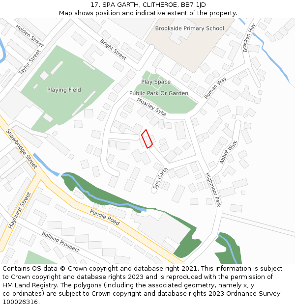 17, SPA GARTH, CLITHEROE, BB7 1JD: Location map and indicative extent of plot
