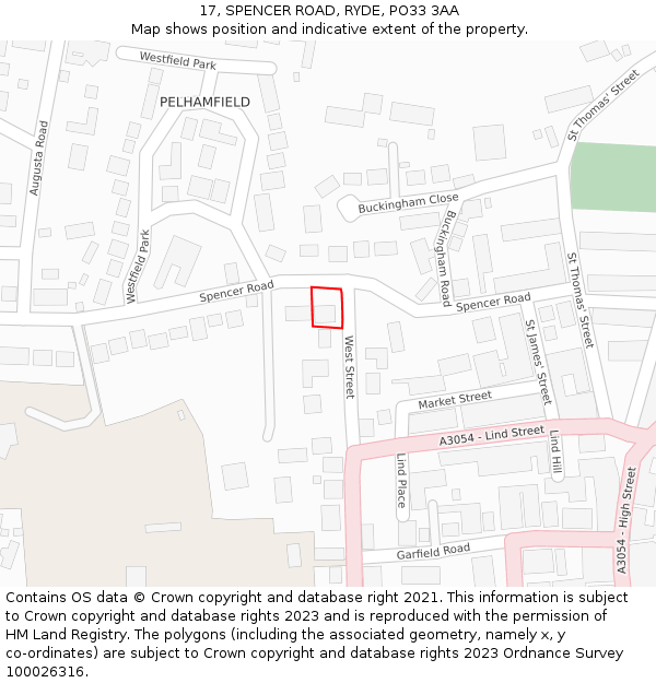 17, SPENCER ROAD, RYDE, PO33 3AA: Location map and indicative extent of plot
