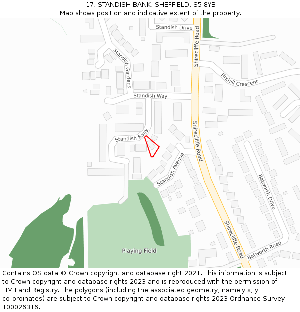 17, STANDISH BANK, SHEFFIELD, S5 8YB: Location map and indicative extent of plot