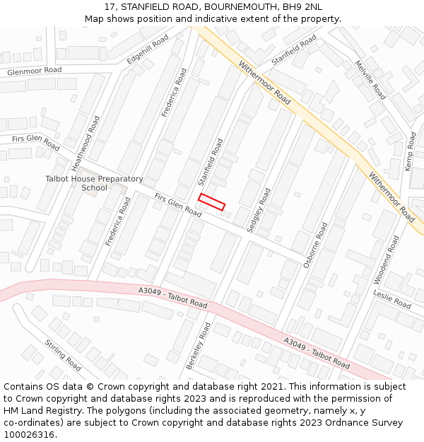 17, STANFIELD ROAD, BOURNEMOUTH, BH9 2NL: Location map and indicative extent of plot