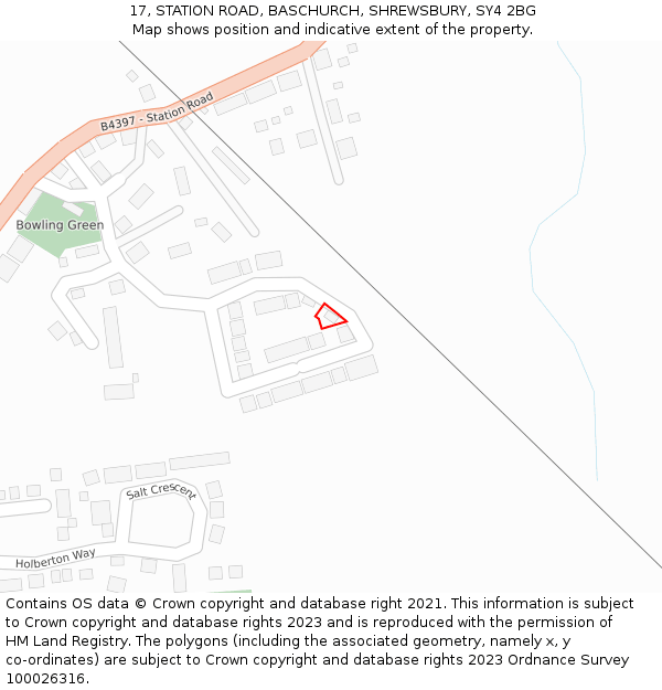 17, STATION ROAD, BASCHURCH, SHREWSBURY, SY4 2BG: Location map and indicative extent of plot