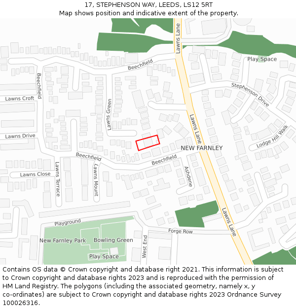 17, STEPHENSON WAY, LEEDS, LS12 5RT: Location map and indicative extent of plot