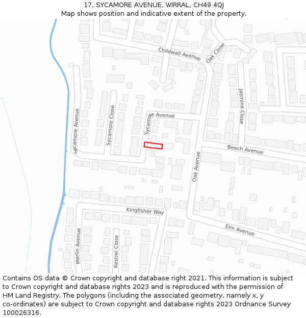 17, SYCAMORE AVENUE, WIRRAL, CH49 4QJ: Location map and indicative extent of plot