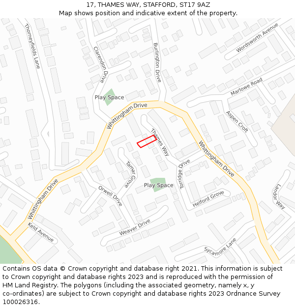 17, THAMES WAY, STAFFORD, ST17 9AZ: Location map and indicative extent of plot