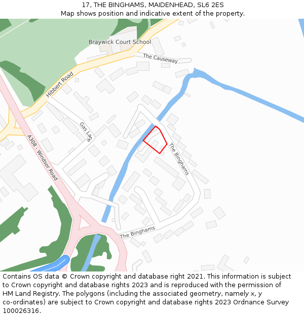 17, THE BINGHAMS, MAIDENHEAD, SL6 2ES: Location map and indicative extent of plot