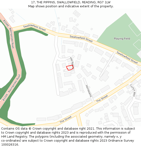 17, THE PIPPINS, SWALLOWFIELD, READING, RG7 1LW: Location map and indicative extent of plot