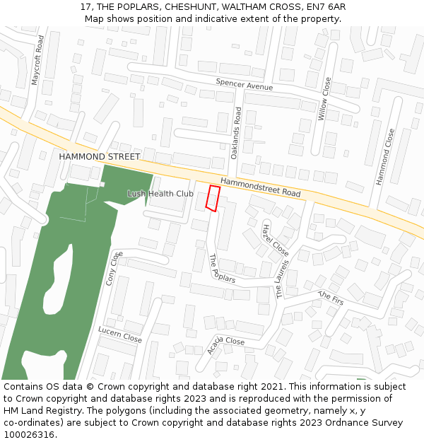 17, THE POPLARS, CHESHUNT, WALTHAM CROSS, EN7 6AR: Location map and indicative extent of plot