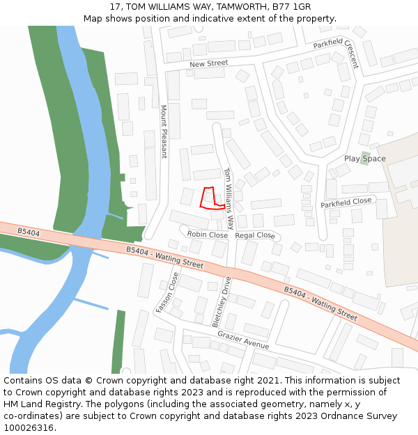 17, TOM WILLIAMS WAY, TAMWORTH, B77 1GR: Location map and indicative extent of plot