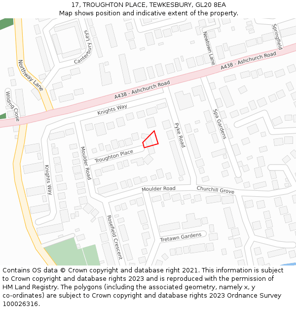 17, TROUGHTON PLACE, TEWKESBURY, GL20 8EA: Location map and indicative extent of plot