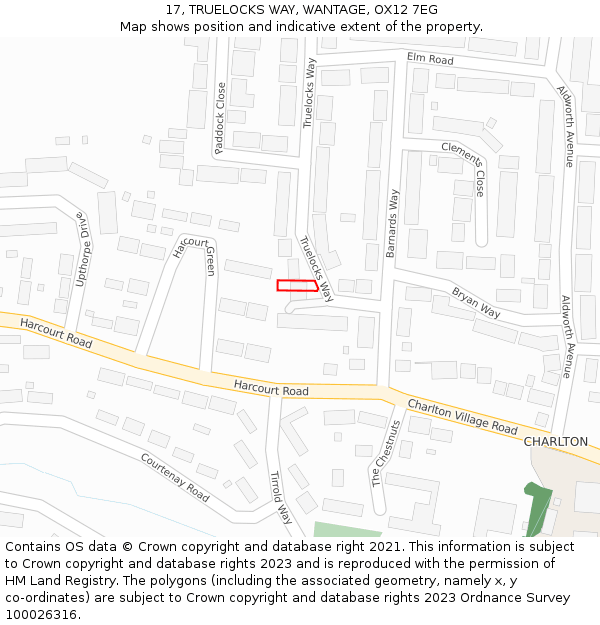 17, TRUELOCKS WAY, WANTAGE, OX12 7EG: Location map and indicative extent of plot