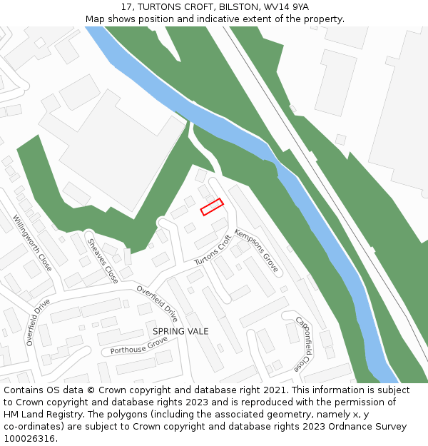 17, TURTONS CROFT, BILSTON, WV14 9YA: Location map and indicative extent of plot