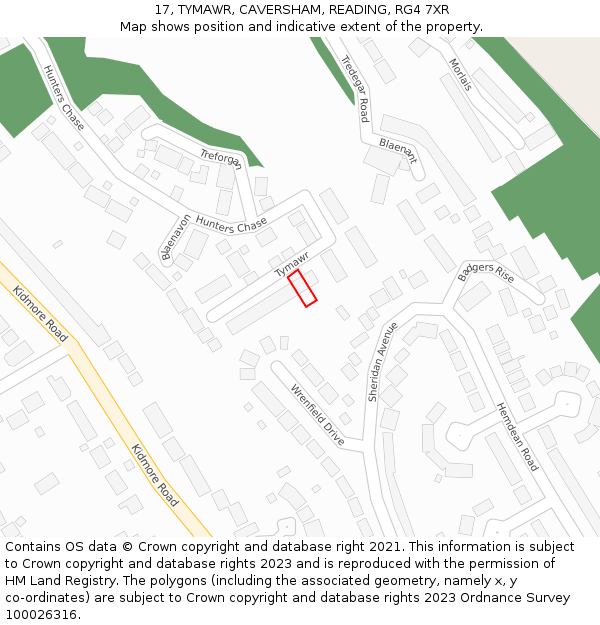 17, TYMAWR, CAVERSHAM, READING, RG4 7XR: Location map and indicative extent of plot
