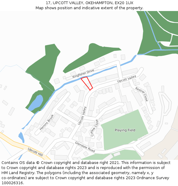 17, UPCOTT VALLEY, OKEHAMPTON, EX20 1UX: Location map and indicative extent of plot