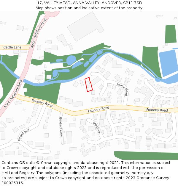 17, VALLEY MEAD, ANNA VALLEY, ANDOVER, SP11 7SB: Location map and indicative extent of plot