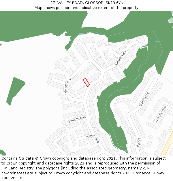17, VALLEY ROAD, GLOSSOP, SK13 6YN: Location map and indicative extent of plot
