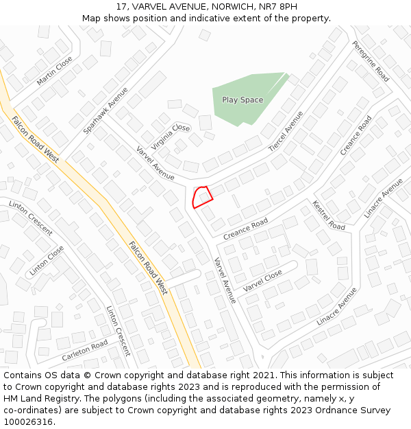 17, VARVEL AVENUE, NORWICH, NR7 8PH: Location map and indicative extent of plot