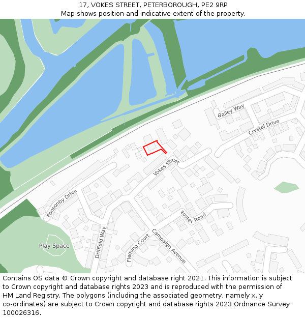 17, VOKES STREET, PETERBOROUGH, PE2 9RP: Location map and indicative extent of plot