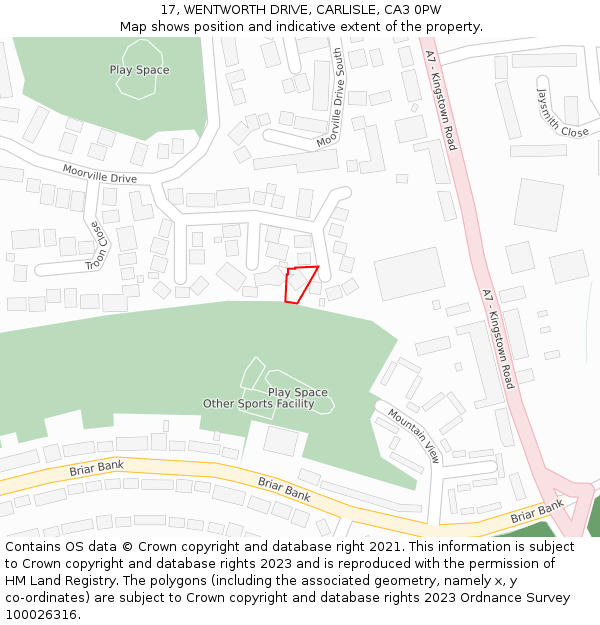 17, WENTWORTH DRIVE, CARLISLE, CA3 0PW: Location map and indicative extent of plot