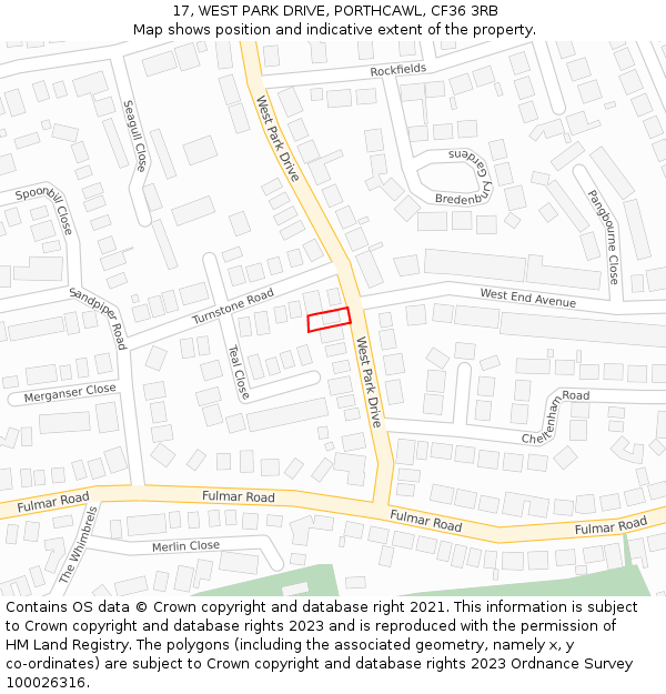 17, WEST PARK DRIVE, PORTHCAWL, CF36 3RB: Location map and indicative extent of plot