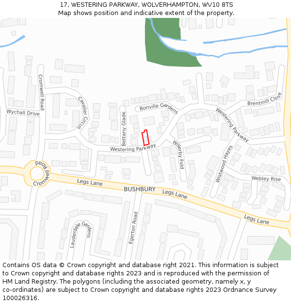 17, WESTERING PARKWAY, WOLVERHAMPTON, WV10 8TS: Location map and indicative extent of plot