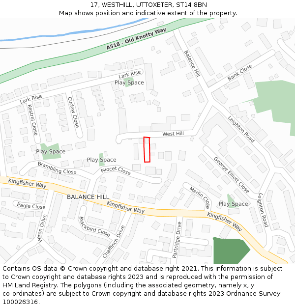 17, WESTHILL, UTTOXETER, ST14 8BN: Location map and indicative extent of plot