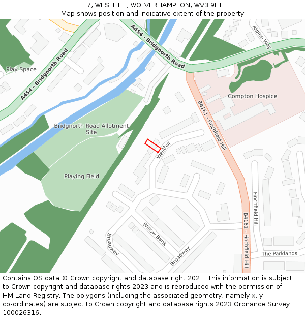 17, WESTHILL, WOLVERHAMPTON, WV3 9HL: Location map and indicative extent of plot